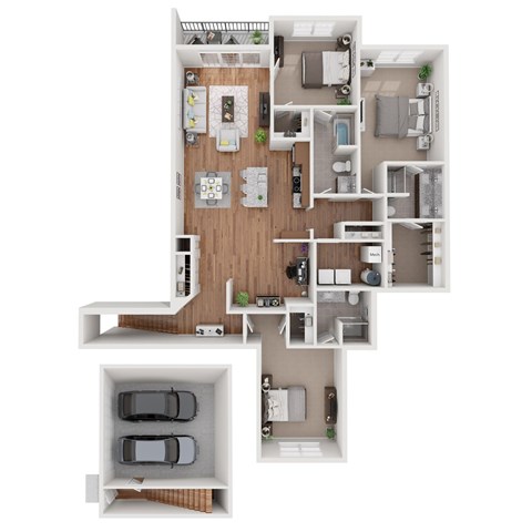 Floor plan for 3 beds, 3 baths, 1820 sqft